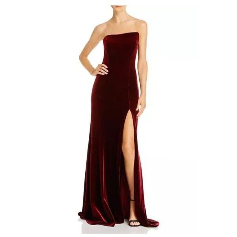 Avery G Womens 8 Burgundy Red Velvet Sleeveless Gown Dress NWT CE88